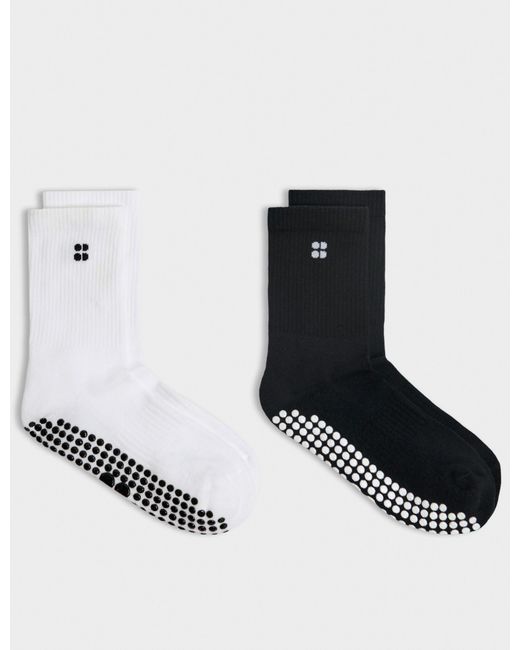 Sweaty Betty Black Women's Pilates Crew Gripper Sock 2 Pack