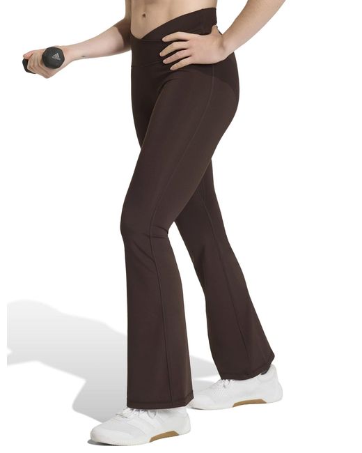 Adidas Brown Women's 3 Stripes Studio All Me Flare X-over leggings