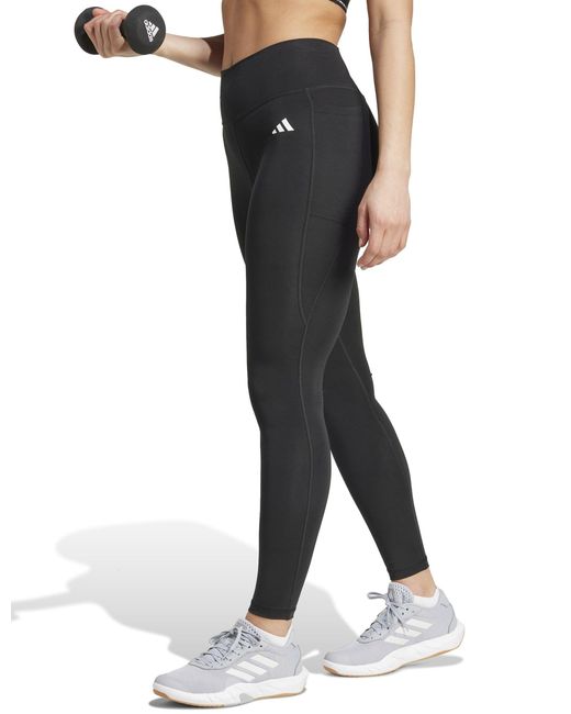 Adidas Black Women's Optime Essentials Stash Pocket Full-length leggings