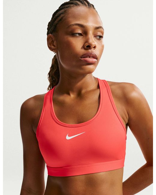 Nike Red Women's Swoosh Medium Support Sports Bra