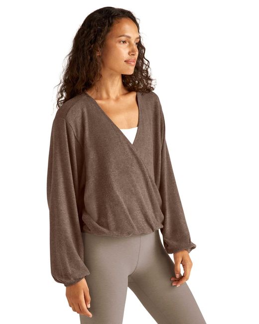 Beyond Yoga Brown Wrapped Up Pullover