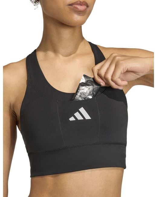 Adidas Black Women's Adi365 Running Pocket Medium Support Sports Bra