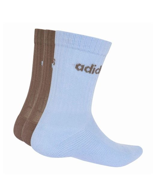 Adidas Blue Women's Linear Crew Cushioned Socks 3 Pairs