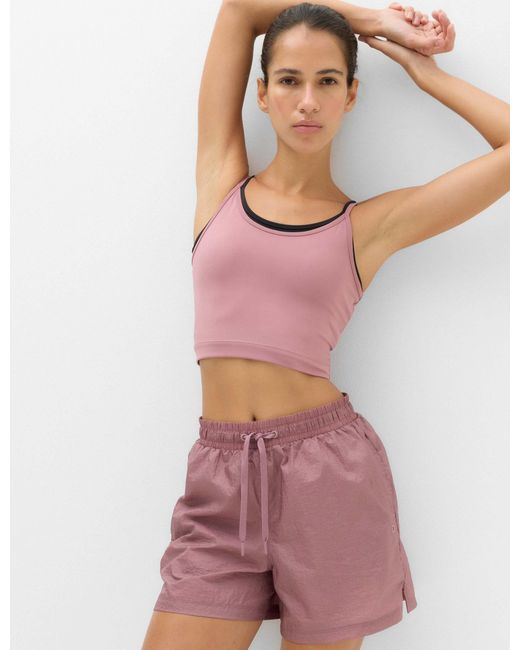 GOODMOVE Purple Women's Shimmer Double Layer Running Shorts