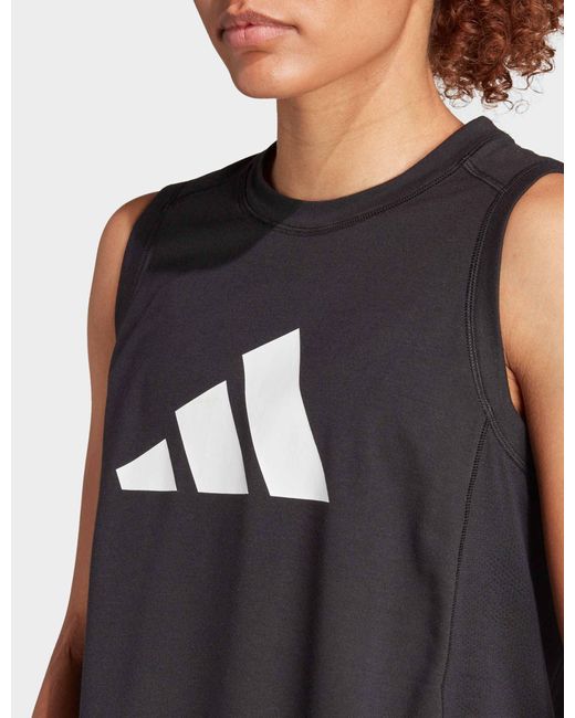 Adidas Blue Women's Train Essentials Big Performance Logo Training Tank Top
