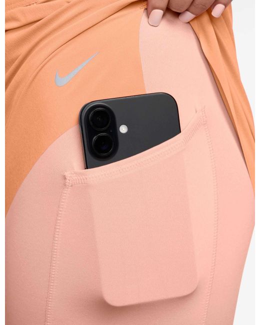 Nike Orange Women's Swift Dri-fit Mid-rise 2-in-1 Running Shorts