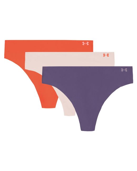 Under Armour Red Women's Pure Stretch 3-pack No Show Thong