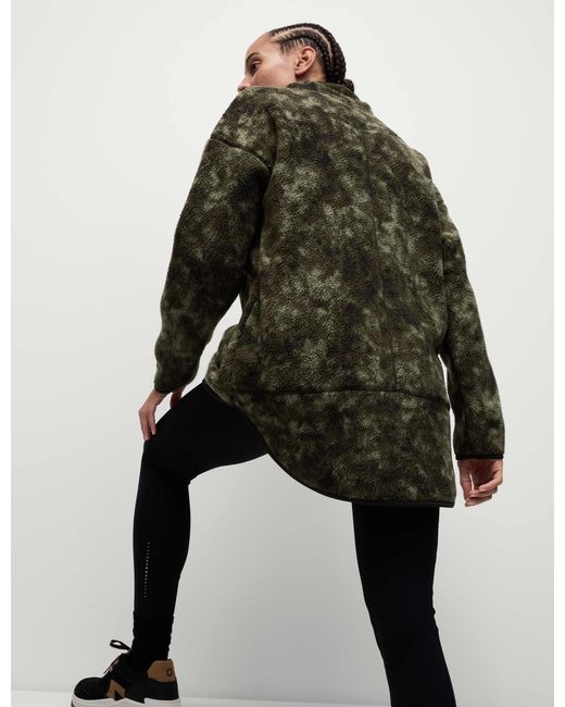 GOODMOVE Black Women's Borg Half Zip Longline Fleece Jacket