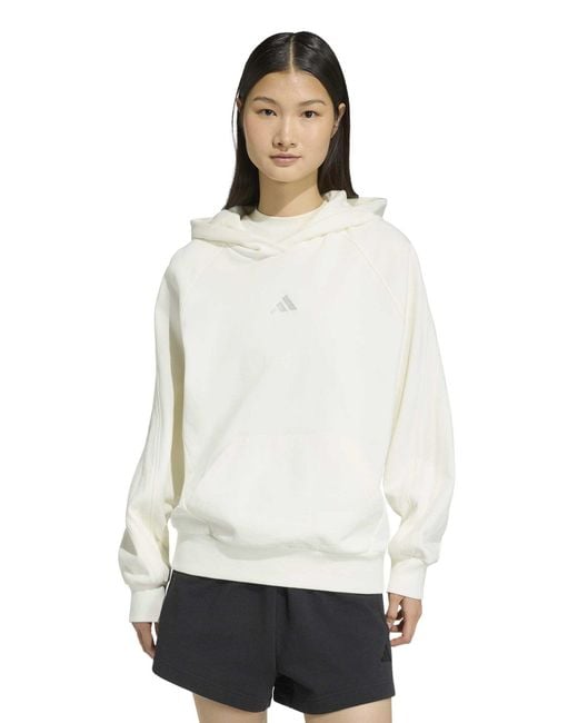 Adidas White Women's Kit 3-stripes Hoodie