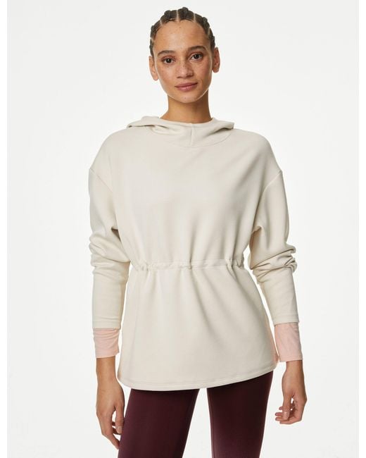 GOODMOVE Natural Women's Relaxed Yoga Longline Hoodie