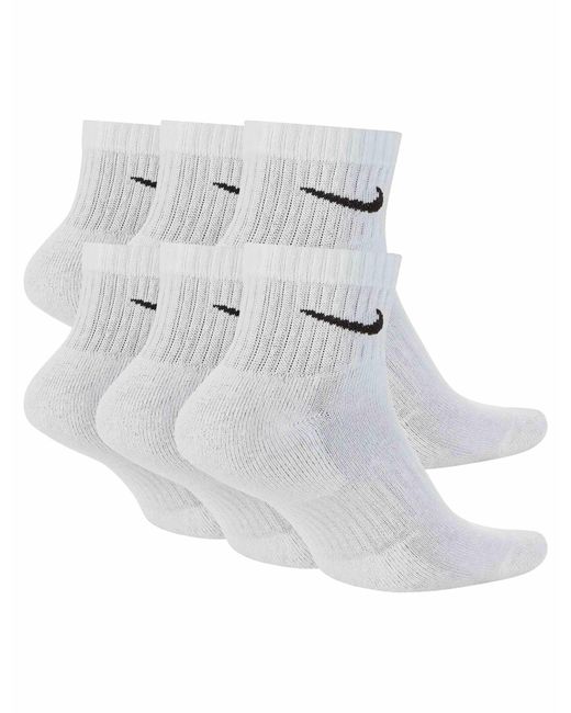 Nike White Women's Everyday Cushioned Training Ankle Socks (6 Pairs)