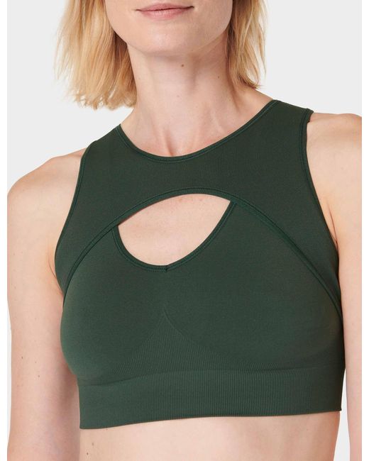 Sweaty Betty Green Women's Seamless Plunge Sports Bra