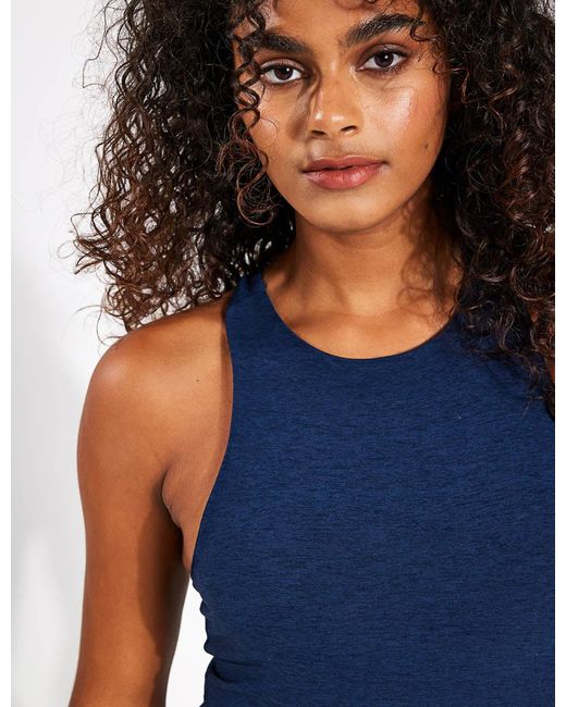 Beyond Yoga Blue Women's Spacedye Refocus Cropped Tank Light Support Gym Crop Top
