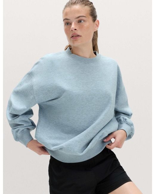 GOODMOVE Blue Women's Cotton Rich Oversized Sweatshirt