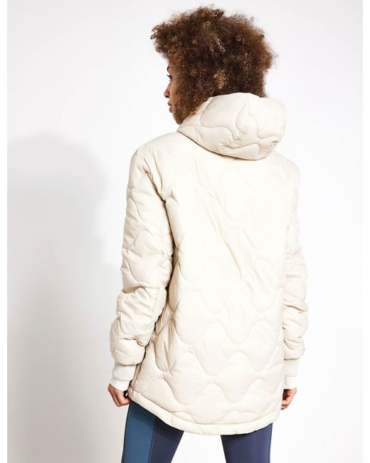 GOODMOVE White Quilted Half Zip Hooded Puffer Jacket