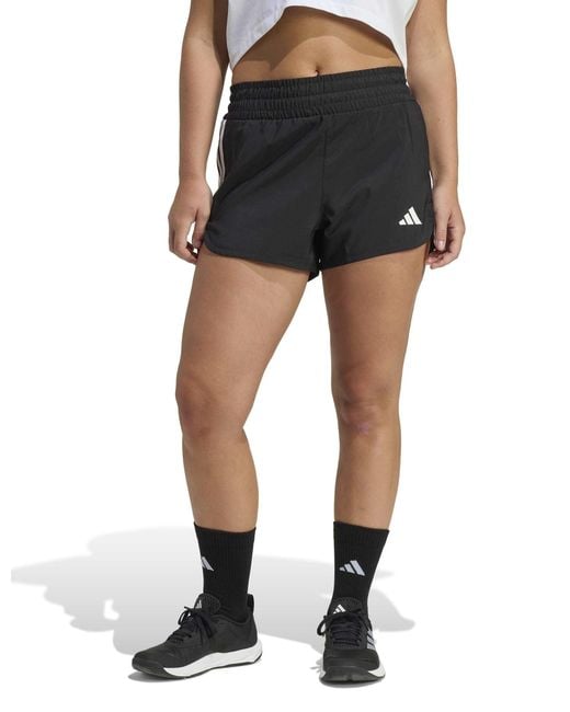 Adidas Black Women's Pacer Workout Woven High Waisted Shorts