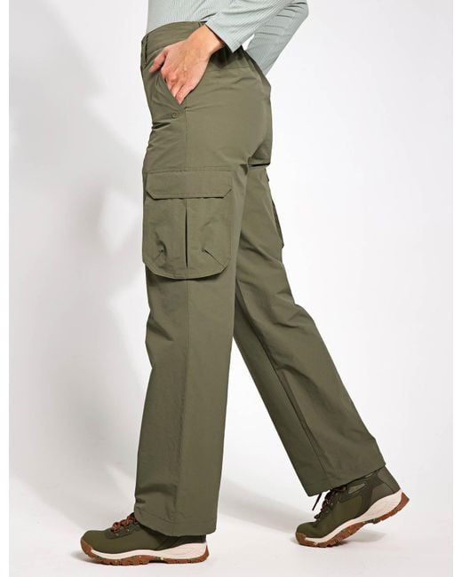 GOODMOVE Green Women's Stormwear Cargo Wide Leg Trousers