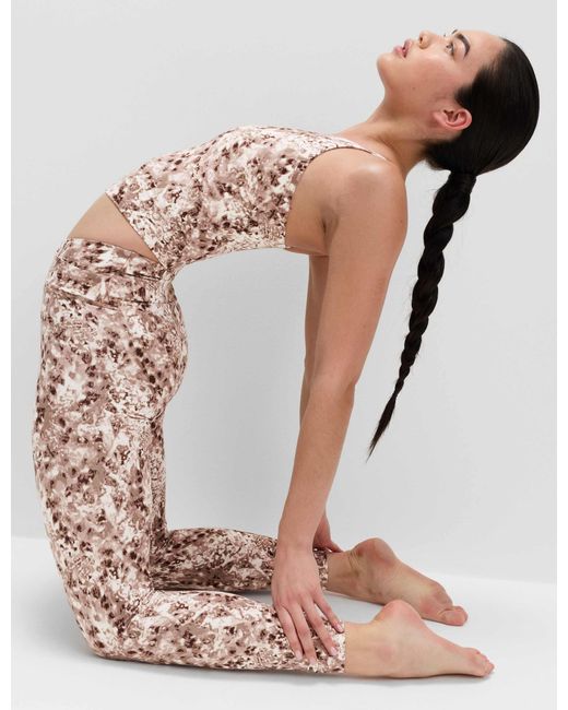 GOODMOVE Brown Women's Go Balance Printed Wrap Waist Yoga leggings