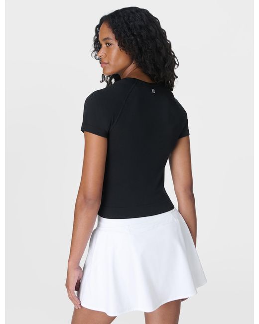 Sweaty Betty Black Women's Athlete Crop Seamless Workout T-shirt