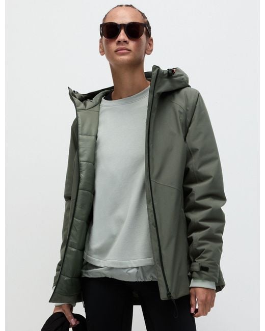 GOODMOVE Green Women's Padded Waterproof Hooded Jacket