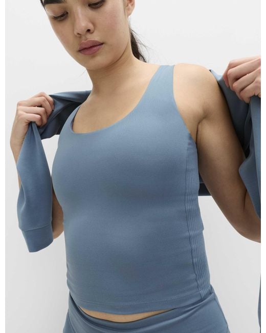 GOODMOVE Blue Women's Go Balance Rib Panel Fitted Crop Vest
