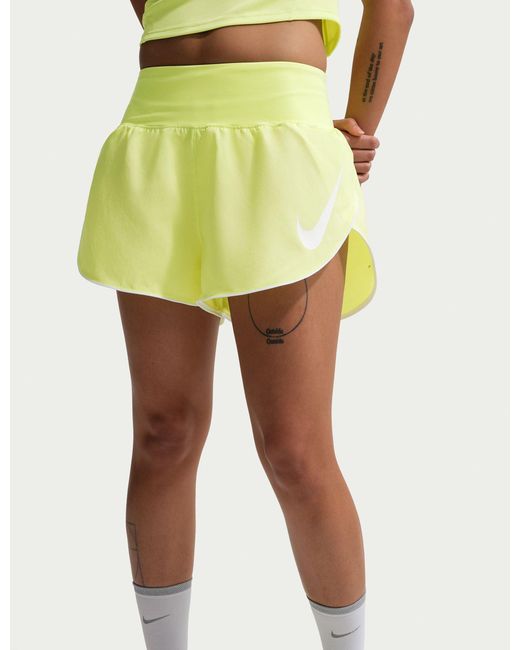 Nike Yellow Women's Tempo Flow Swoosh Dri-fit Running Shorts