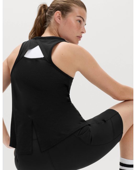 GOODMOVE Black Women's Lightweight Textured Relaxed Vest Top