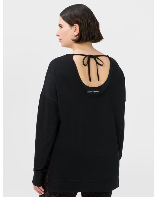 Sweaty Betty Black Women's After Class Open Back Tie Sweatshirt