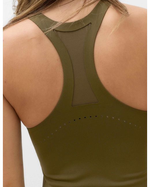 GOODMOVE Green Women's Laser Cut Racer Back Sports Bra Vest