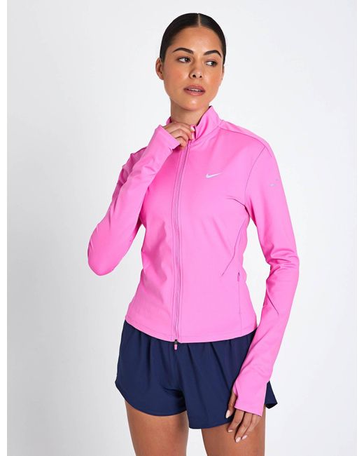 Nike Pink Women's Swift Dri-fit Full-zip Running Mid Layer