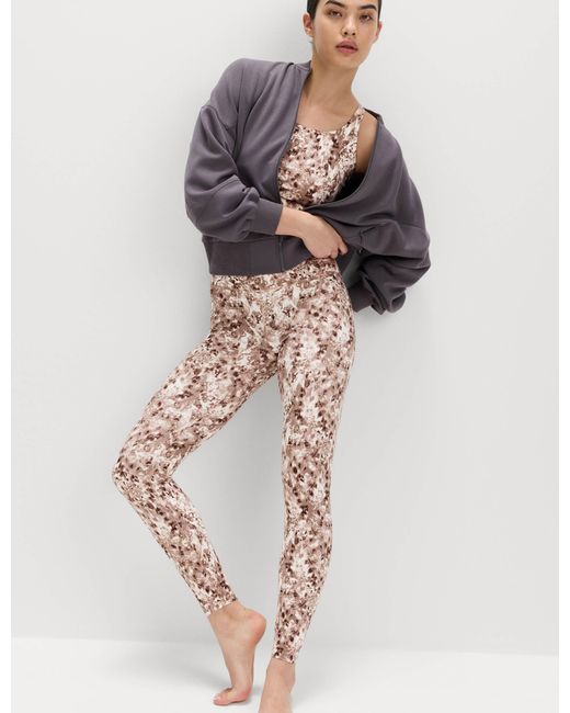 GOODMOVE Brown Women's Go Balance Printed Wrap Waist Yoga leggings