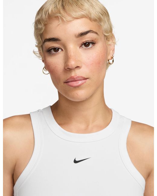 Nike White Women's One Fitted Dri-fit Cropped Tank Top