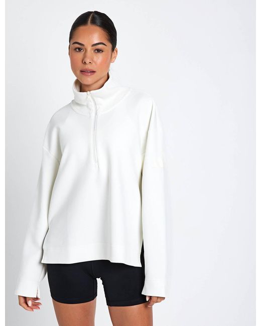 Adidas White Women's Soft Lux Quarter-zip