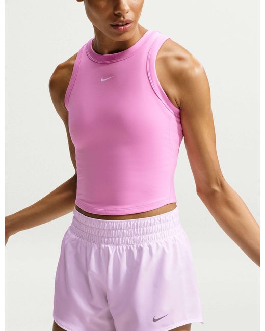 Nike Pink Women's One Fitted Dri-fit Cropped Tank Top