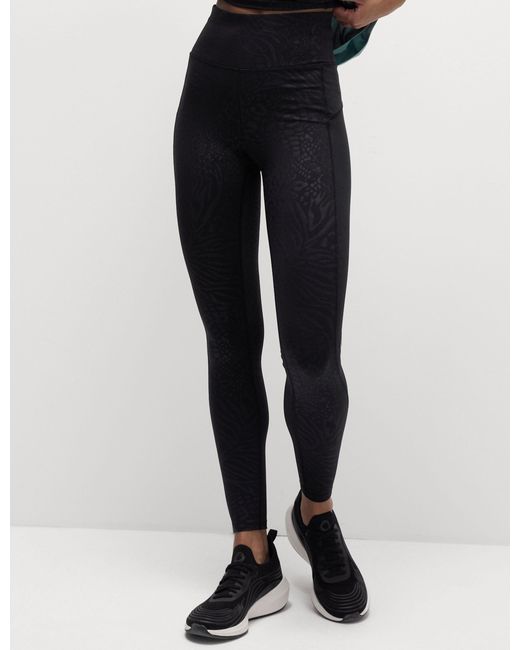 GOODMOVE Black Women's Go Move Printed Embossed High Waisted Gym leggings
