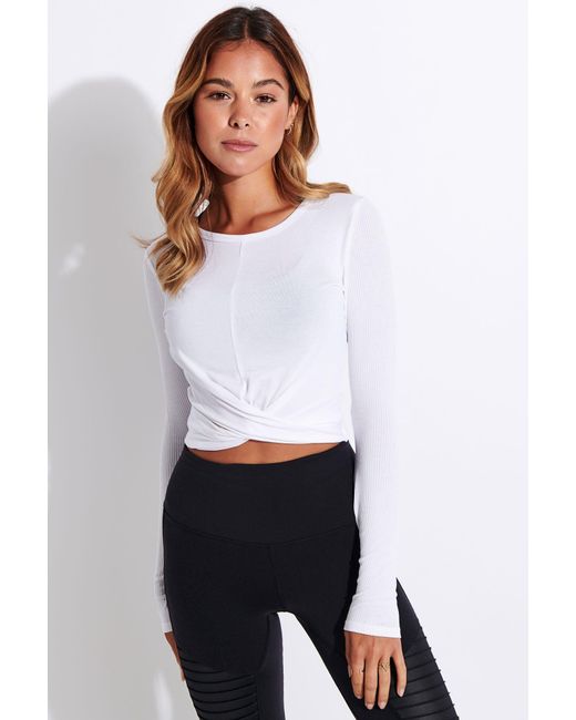 Alo Yoga Cover Long Sleeve Top in White 