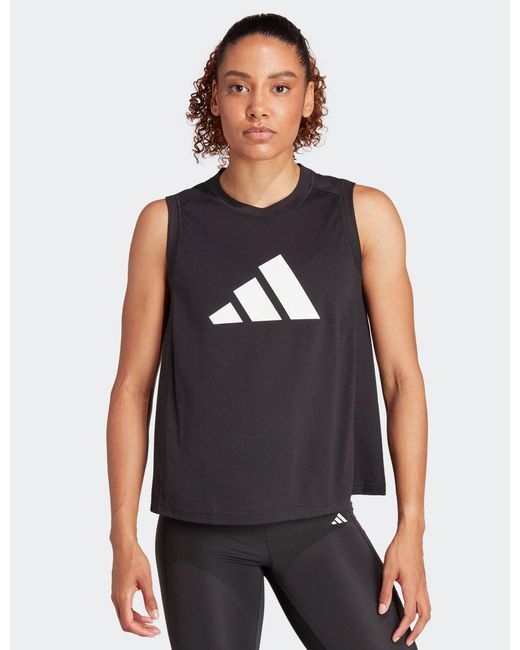 Adidas Blue Women's Train Essentials Big Performance Logo Training Tank Top