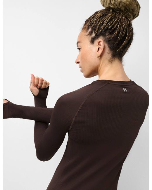 Sweaty Betty Black Women's Seamless Textured Long Sleeve Top