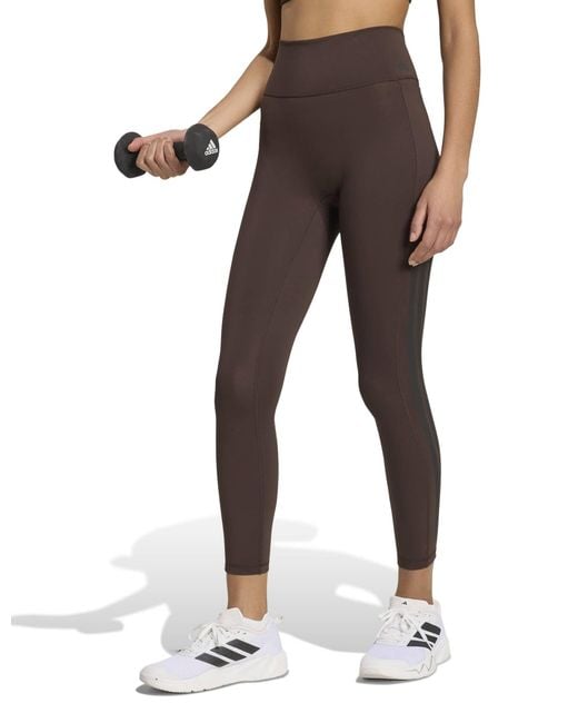 Adidas Brown Women's Optime Workout 3-stripes 7/8 leggings