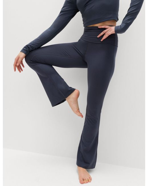 GOODMOVE Blue Women's Go Balance Foldover Waist Flared leggings