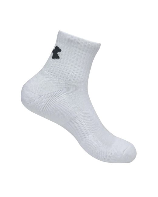 Under Armour White Women's Training Cotton 3-pack Quarter Socks