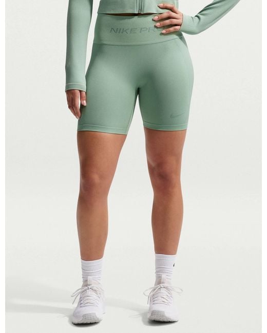 Nike Green Women's Pro Seamless Dri-fit 5" Biker Shorts
