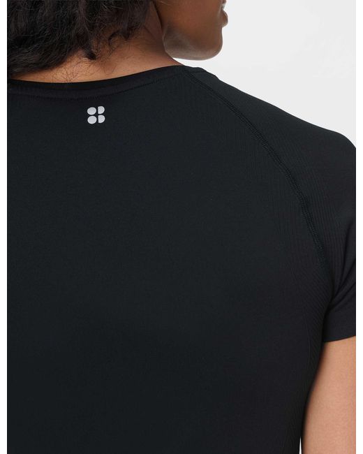 Sweaty Betty Black Women's Athlete Crop Seamless Workout T-shirt