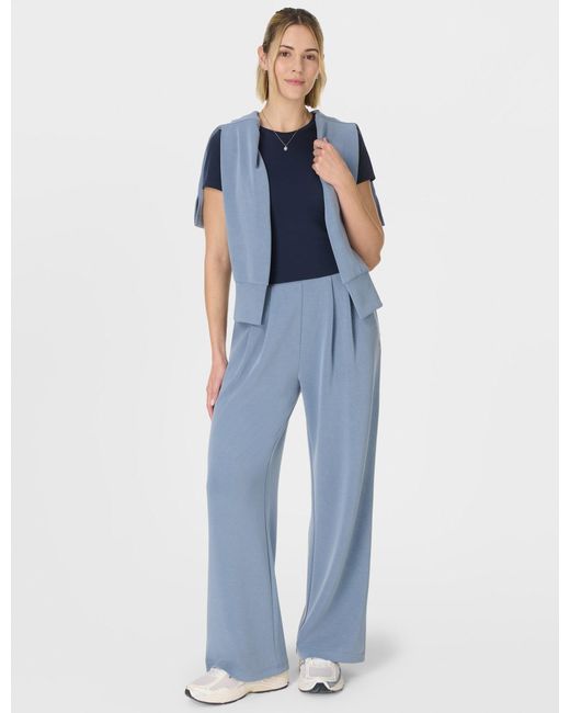 Sweaty Betty Blue Women's Sand Wash Wide Leg Trousers