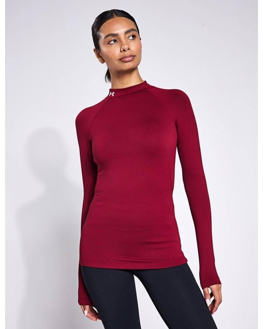 Under Armour Red Women's Coldgear Authentics Mock Neck