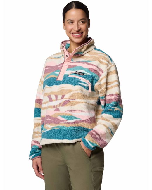 Columbia Gray Women's Helvetia Ii Cropped Sherpa Half Snap Printed Fleece