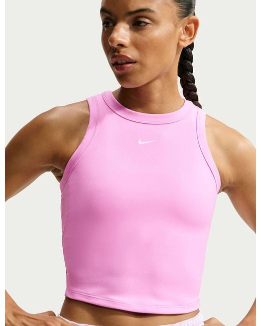 Nike Pink Women's One Fitted Dri-fit Cropped Tank Top