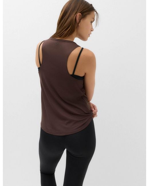 GOODMOVE Brown Women's Go Balance Scoop Neck Relaxed Vest Top