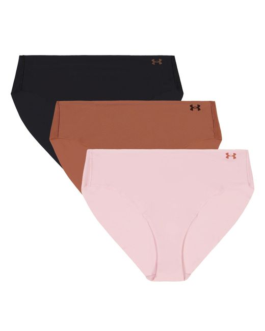 Under Armour Pink Women's Pure Stretch 3-pack No Show Bikini