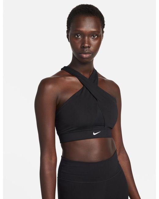 Nike Dri-fit Swoosh Icon Clash Wrap Bra in Black | Lyst UK